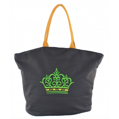 9211- GRAY CROWN CANVAS TOTE BAG